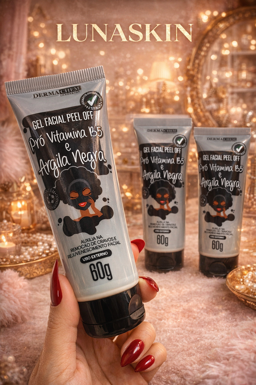 Gel Facial Peel Off Argila Negra 60g - Derma Chem