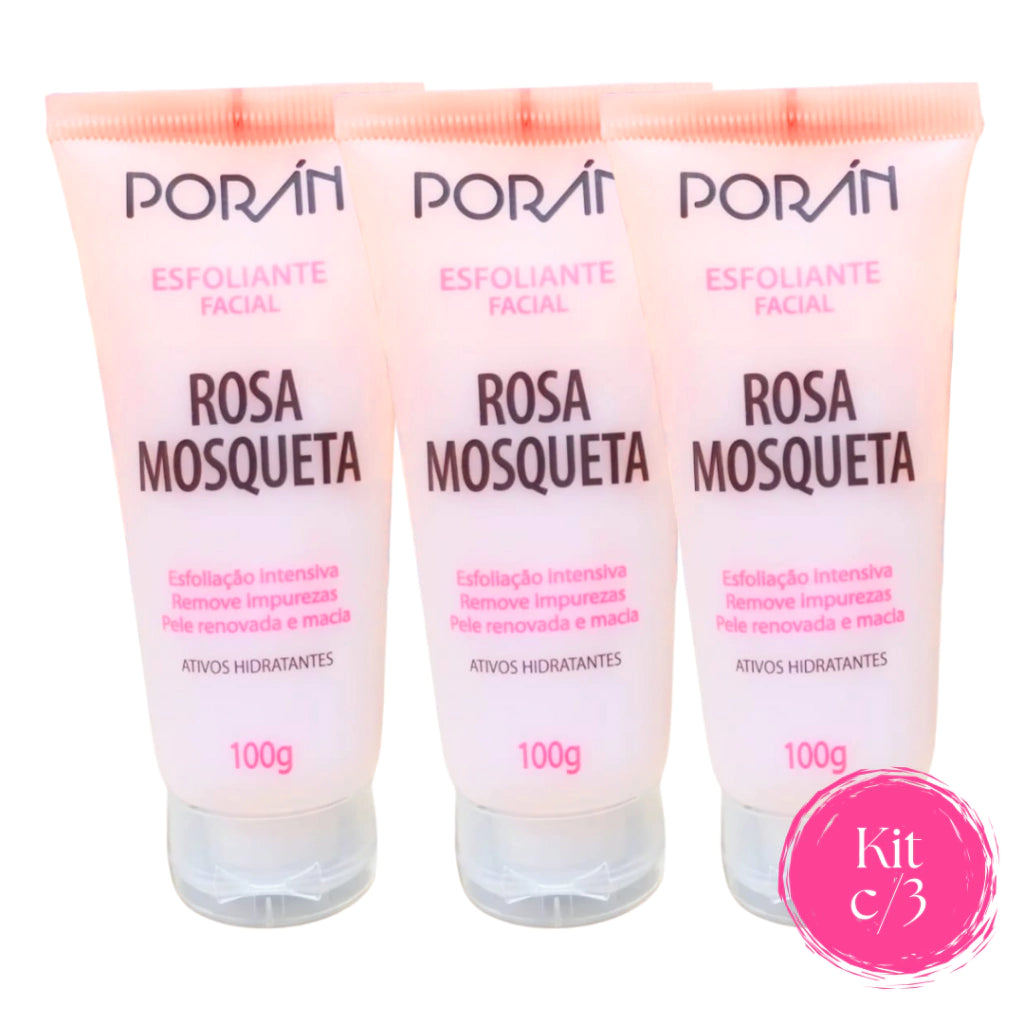 Kit c/3 Esfoliante Bisnaga Rosa Mosqueta 100g - Porãn