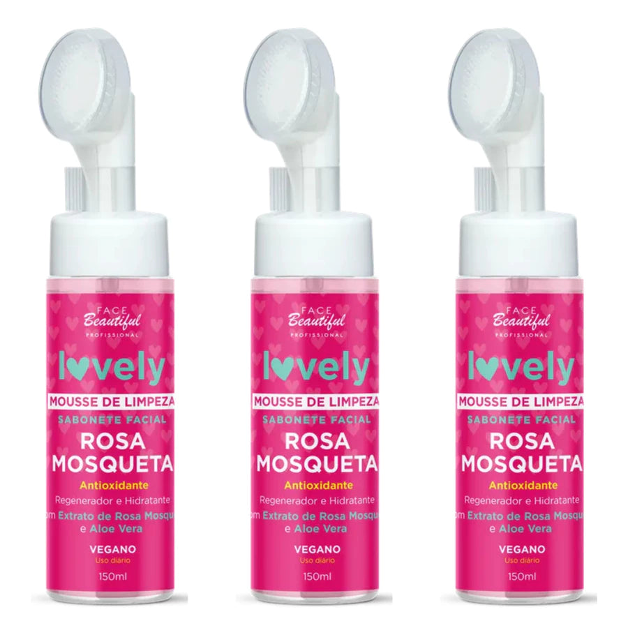 Kit c/3 Mousse de Limpeza Rosa Mosqueta - Face Beautiful